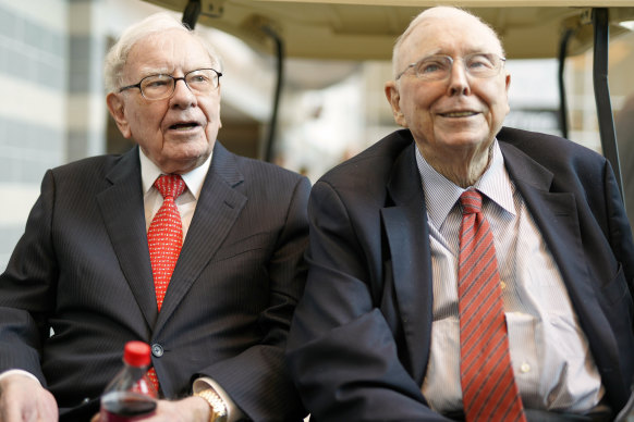Berkshire Hathaway chairman Warren Buffett, left, and the late Charlie Munger in 2019.