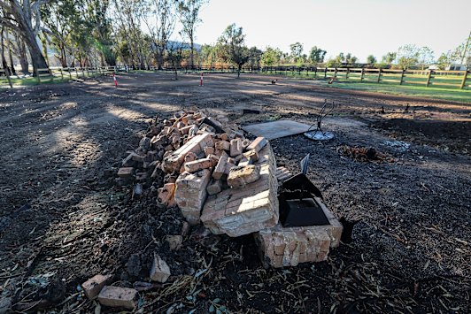 The remains of Ben and Grace Hayes' home, which was lost in the January bushfires.