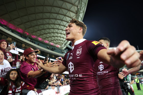 Blues officials hope Reece Walsh is not celebrating after game two at Suncorp Stadium.