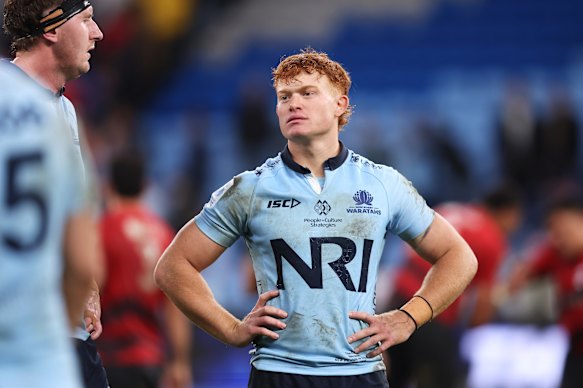 Tane Edmed looks dejected after Friday night’s defeat.