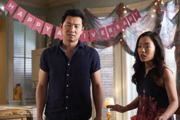 Simu Liu as Jung and Andrea Bang as Janet in Kim’s Convenience.