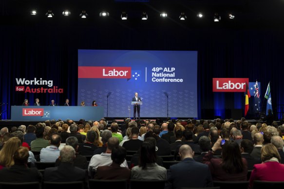 Prime Minister Anthony Albanese during the Australian Labor Party National Conference in Brisbane.
