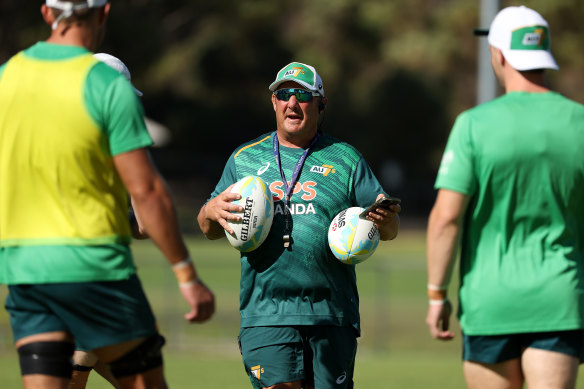 Australia coach John Manenti at training in Perth.
