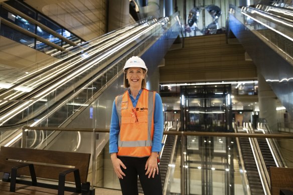 Transport Minister Jo Haylen in the Martin Place metro station’s atrium.