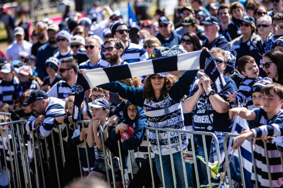Cats supporters streamed into Geelong for the club’s family day. 