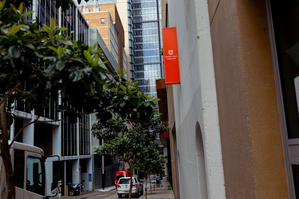 Charles Sturt’s campus in North Sydney, which is operated by Navitas – a company owned by a private equity firm.