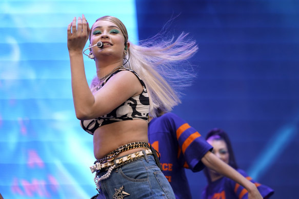 German singer-songwriter Kim Petras performs at the Lollapalooza.