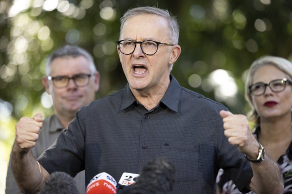 Opposition Leader Anthony Albanese addresses the media on Friday.