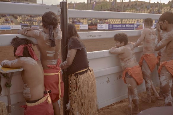 Local children prepare for the Welcome to Country ceremony.