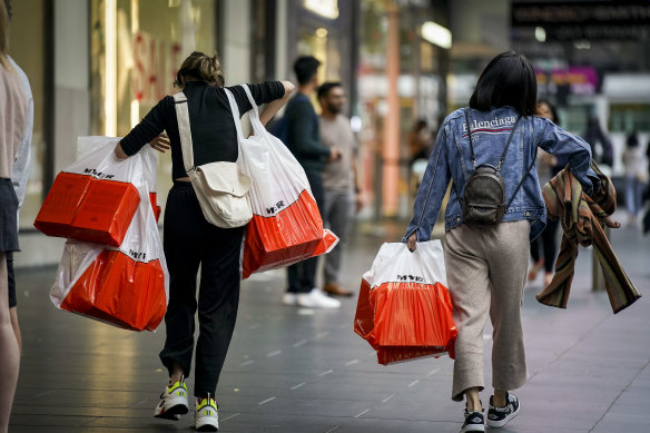 Early shoppers were out grabbing some bargains on Bourke Street on Thursday.