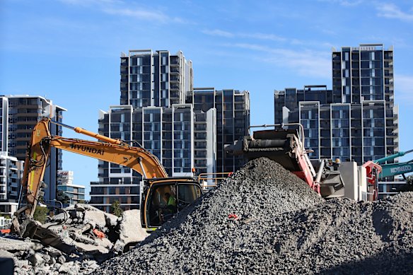 Construction and finished apartment blocks dot the horizon in the eastern Sydney suburb of Pagewood.