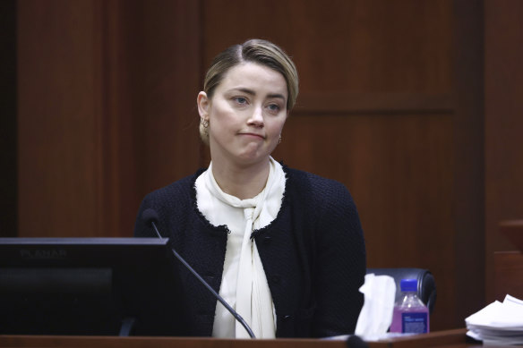 Actor Amber Heard takes the stand in Fairfax County Circuit Court on Thursday.