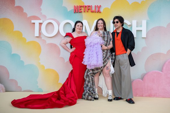 Lena Dunham, Megan Stalter and Will Sharpe at the Too Much premiere in London last month.