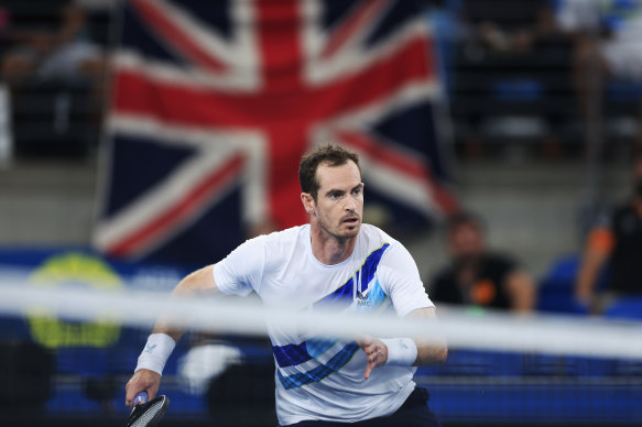 Veteran Andy Murray in action in Sydney this week.