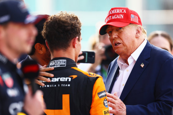 Former US president Donald Trump attended the Miami Grand Prix, where he rubbed shoulders with race winner Lando Norris.