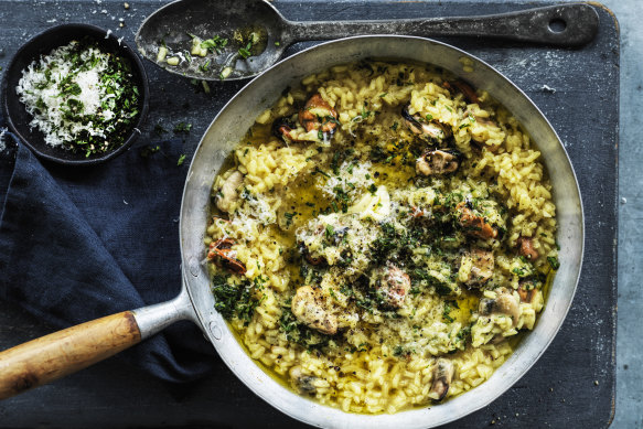 Mussel and saffron risotto.