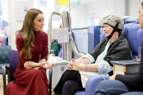 Catherine, Princess of Wales talks with Katherine Field at The Royal Marsden.
