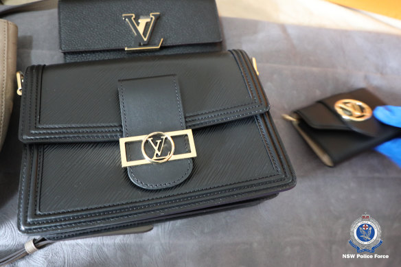 One of the Louis Vuitton handbags found in Michael Tasker’s possession.