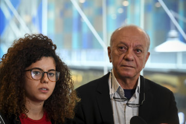 Noor and Saeed Maasarwe, sister and father of Aiia Maasarwe, launch the medical fellowship in her name at the Mercure hotel in Little Bourke Street.