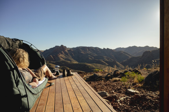 Room with a view – one of the sleepout platforms and its canvas cover.