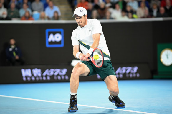 Andy Murray during his match against Thanasi Kokkinaki.