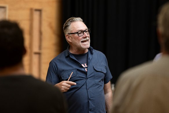 Director Iain Sinclair during rehearsals for West Gate.
