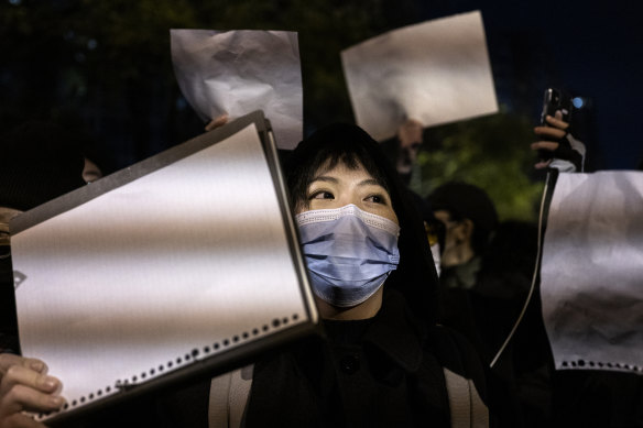 The A4 army: Fury over lockdown measures has developed into a bold display of dissent against Chinese authorities.