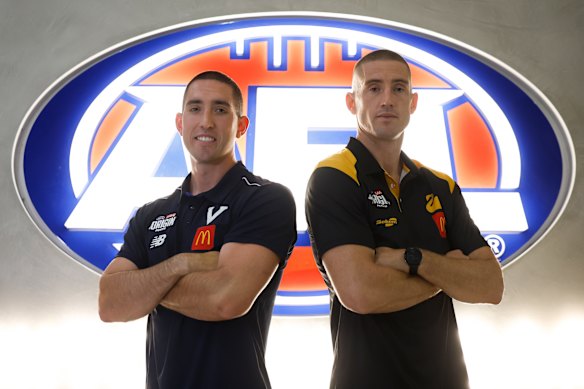 Jacob Weitering (Victoria via Carlton) and Darcy Cameron (WA via Collingwood) are pumped up for Saturday’s State of Origin match.