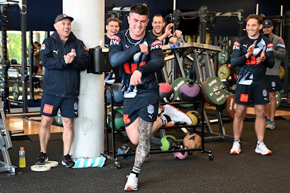 Fresh blood: NSW rookie Bradman Best makes himself at home in Blues camp.