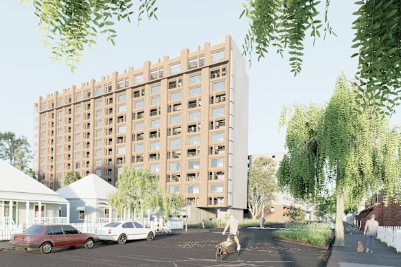 A visão de uma torre modernizada em Brunswick, conforme imaginada pelos pesquisadores, é uma alternativa à demolição e reconstrução.