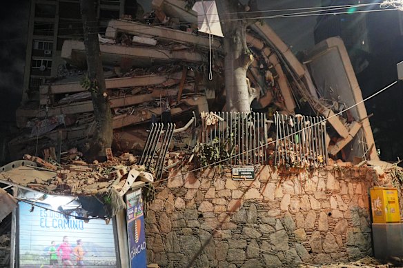 A collapsed building in central Caracas.