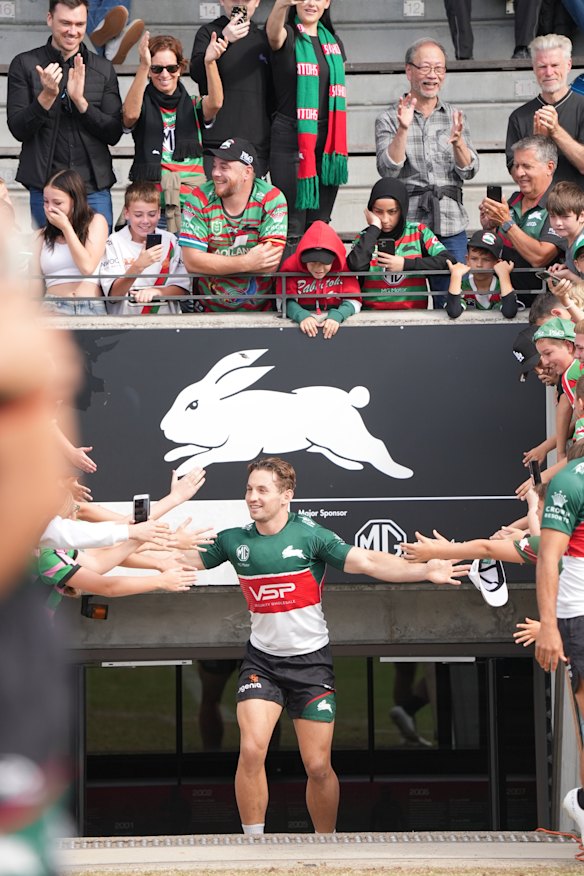 Skipper Cameron Murray soaks up the atmosphere at Souths training.