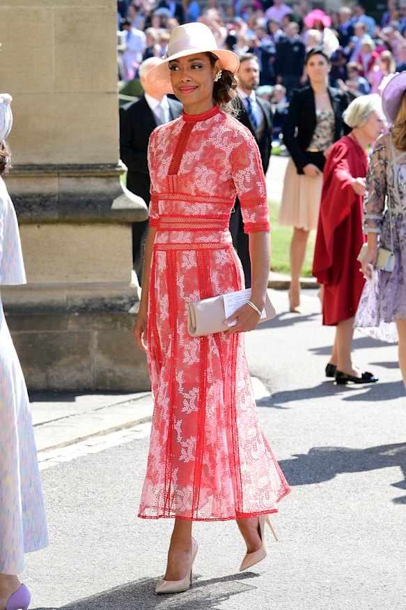 Blush is the new nude ... Suits star Gina Torres nails the wedding-guest look.