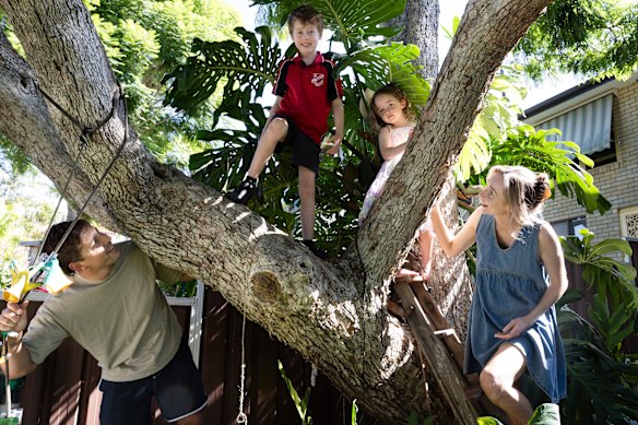Sarah Peddie-McGuirk and James Turnbull have noticed pressure to consider options other than public high school for their children Henry, 6, and Sadie, 4.