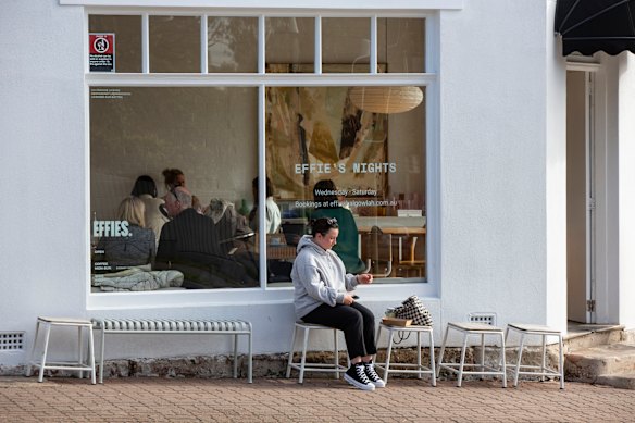 Outside Effie’s cafe and restaurant.