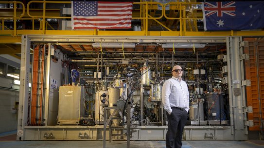Jared Osborne runs Rio Tinto’s Bundoora laboratory with the pilot plant for Rio Tinto’s new $US2.4 billion Jadar mine in Serbia,, which was built in Melbourne and will soon be shipped over to the site. 