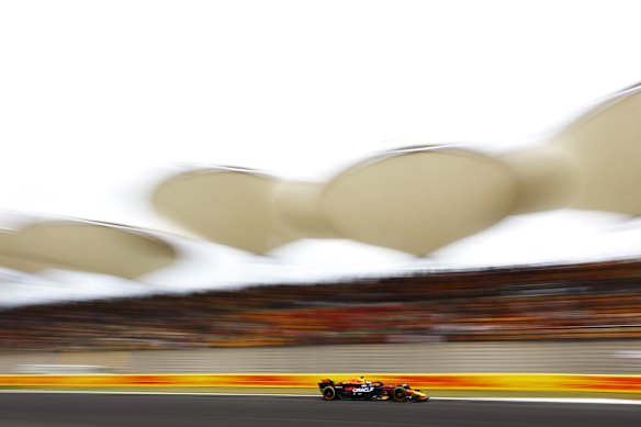Max Verstappen drives on track during practice ahead of the F1 Grand Prix of China at Shanghai International Circuit in Shanghai, China.