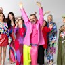 Sydney designer Gary Bigeni with designers before his Australian Fashion Week show.