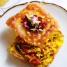 Mirza ghasemi (eggplant and tomato) tahdig sandwich.