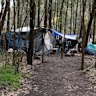 One of the homes in a camp on the bank of the Murrumbidgee River.