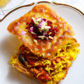 Mirza ghasemi (eggplant and tomato) tahdig sandwich.