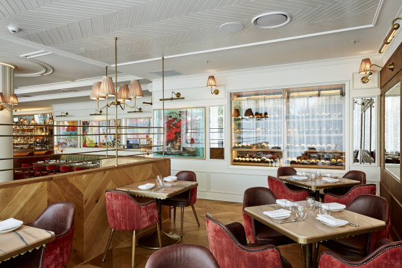 The smart French dining room at Franca Brasserie in Potts Point.