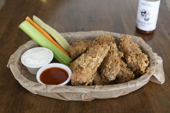 Sticky fingers chicken wings.