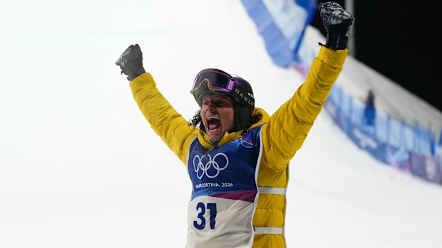 Australia's Valentino Guseli celebrates.