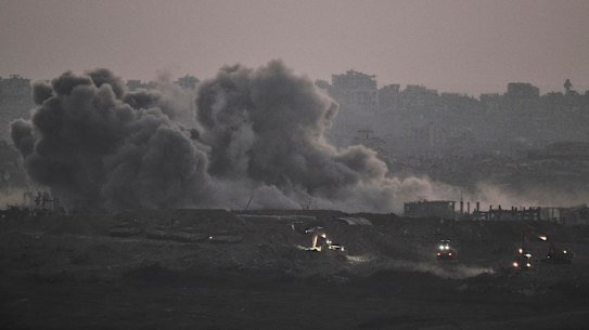 Smoke rises from Israeli bombardment of the Gaza Strip last week.
