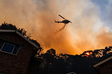 The bushfire behind a retirement home in Cromer Heights, on Sydney’s northern beaches.