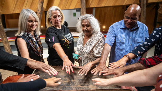 Emotional traditional owners see 150-year-old artefact for the first time