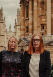Sarah Gilbert (right) and Catherine Green in Oxford.