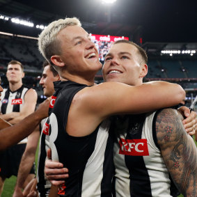 Collingwood’s Jack Ginnivan and Jamie Elliott.