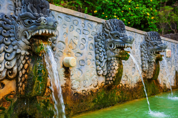 Let it flow … A thermal bath in natural hot-spring resort, Air Panas Banjar. 